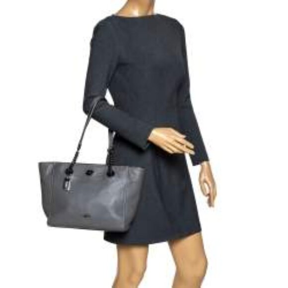 Coach Coach Grey Leather Turnlock Chain Tote - Picture 1 of 7